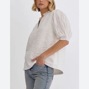 Entro White Quilted Blouse